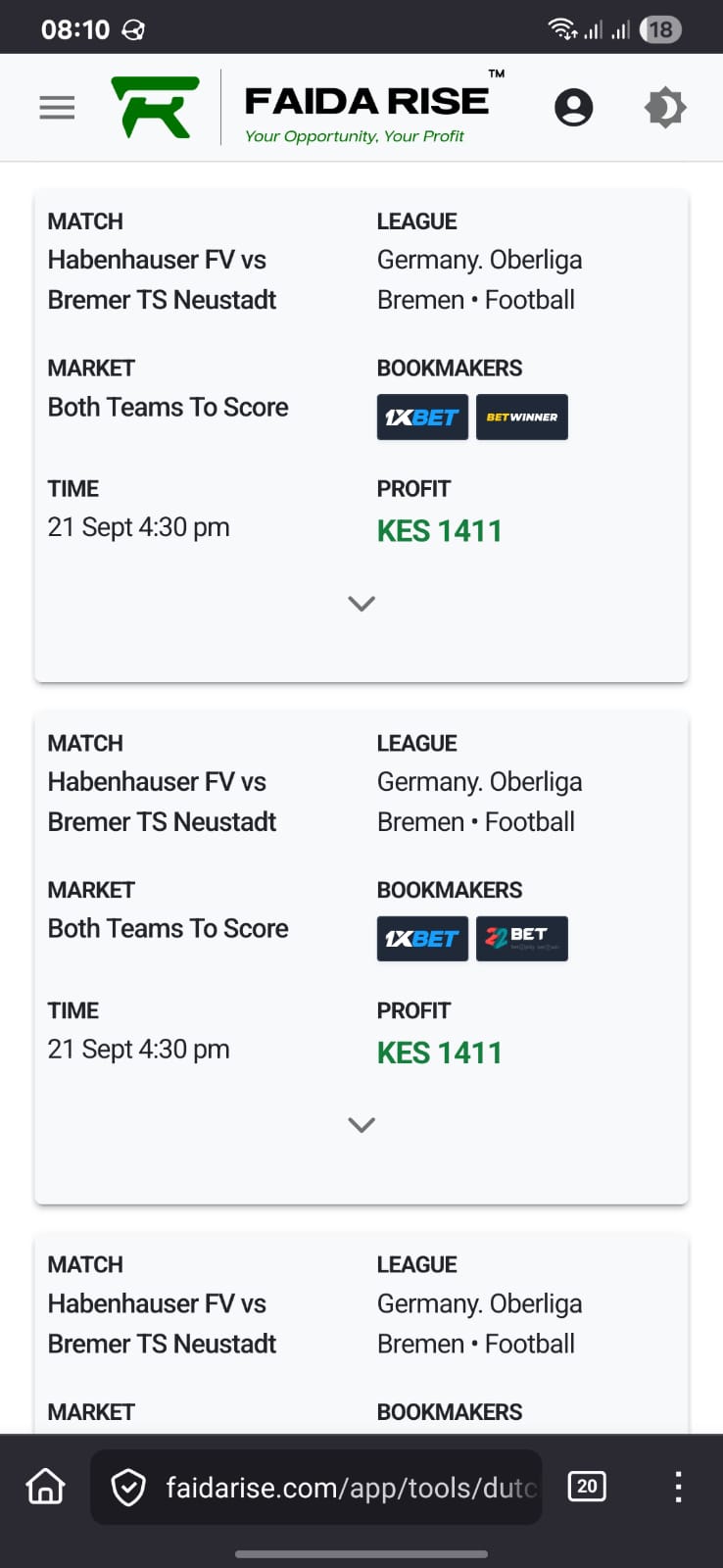 FaidaRise Dashboard — Mobile View 2