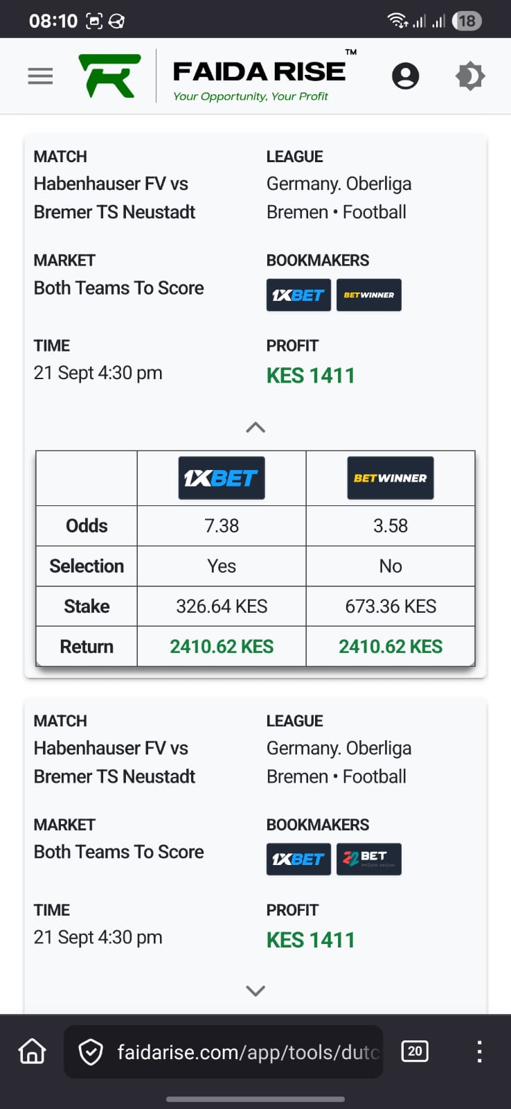 FaidaRise Dashboard — Mobile View